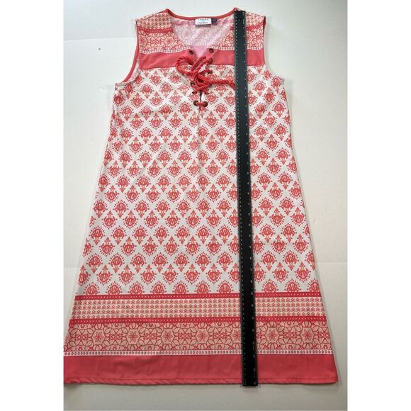 Cabana Life X Talbots Lace Up Swim Dress Coral Sleeveless Size Medium UPF 50+ - Picture 4 of 6